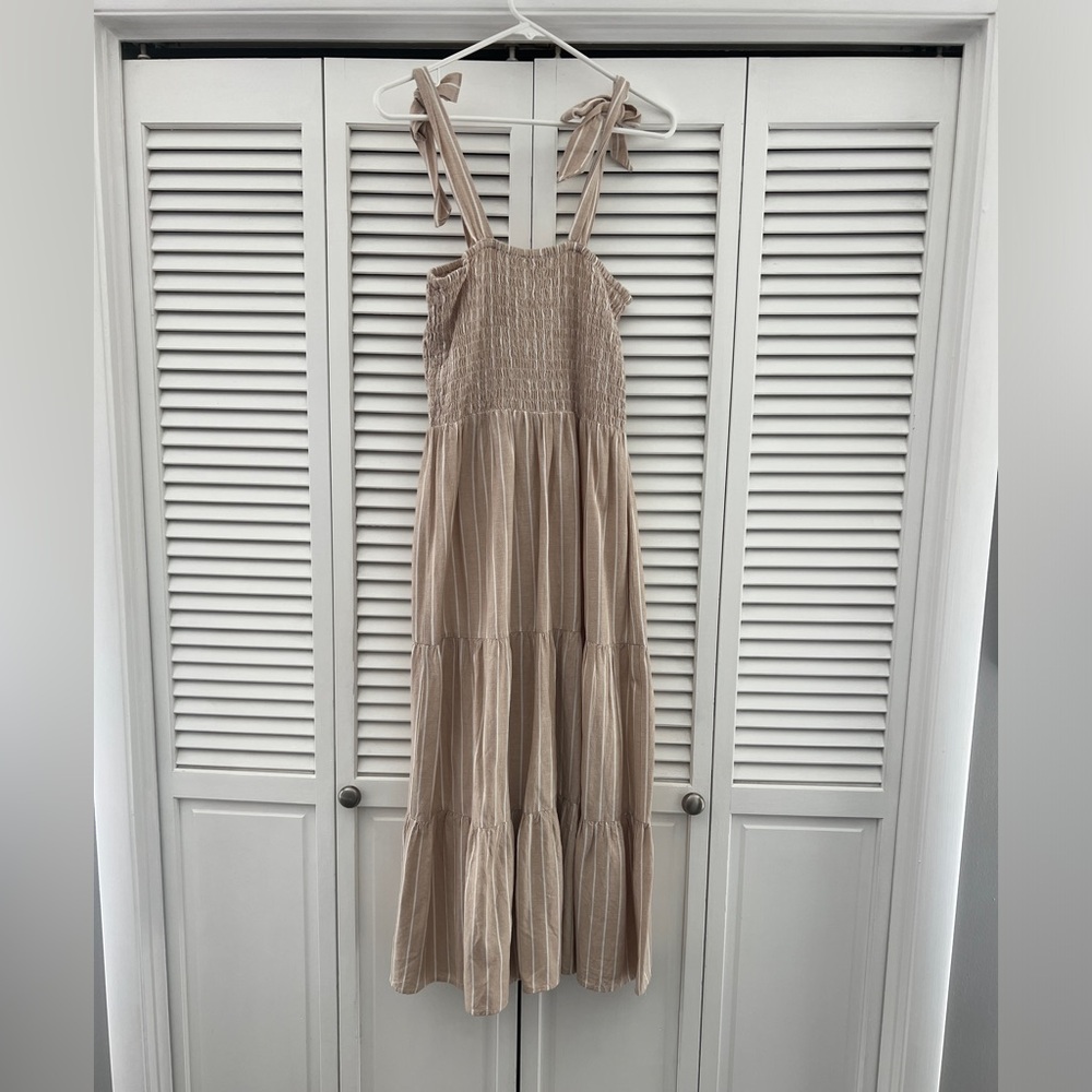 Beige and white Striped Dress from Hope Avenue.  Size Small.